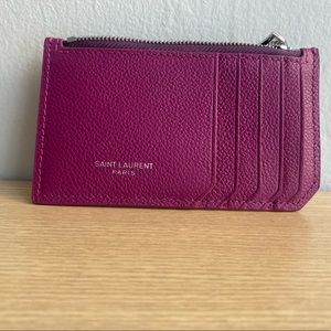 YSL CARD HOLDER IN RASPBERRY NEVER USED